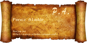 Pencz Aladár névjegykártya